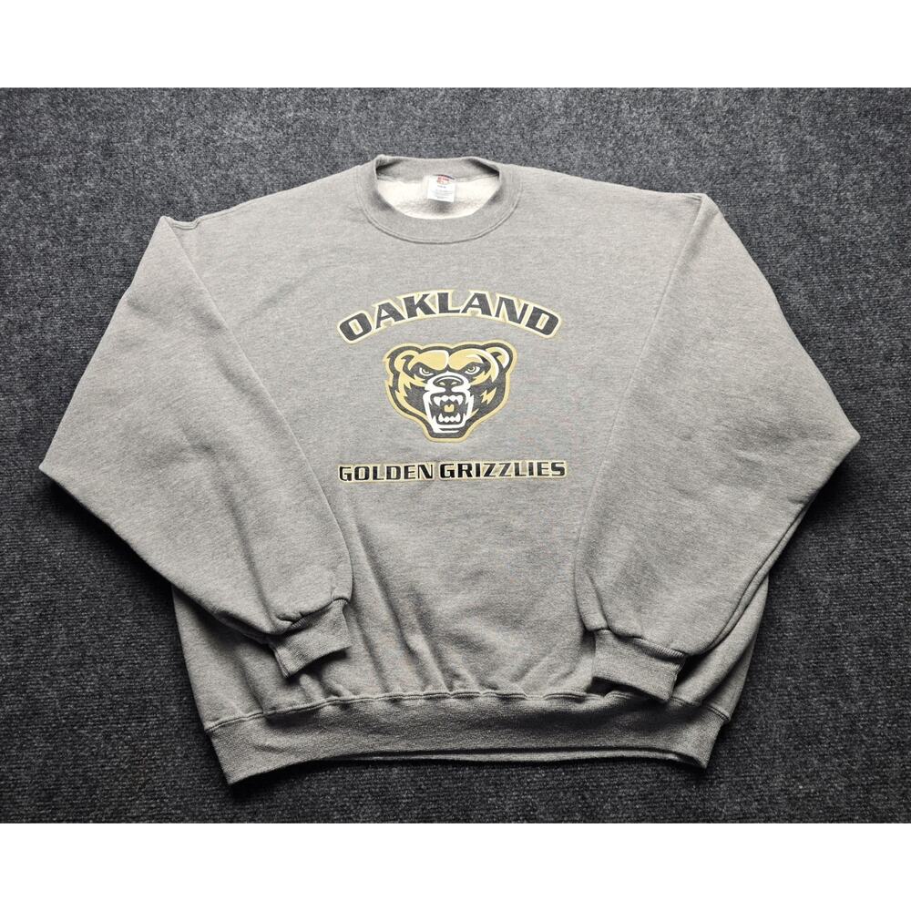 Oakland University Golden Grizzlies College Gray Jerzees Sweatshirt 2XL XXL